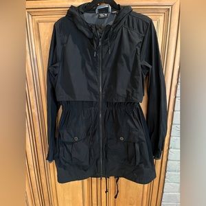 MOUNTAIN HARDWEAR Hooded Jacket Large Saddle Black Zenell 3 Trench Vented OL0439